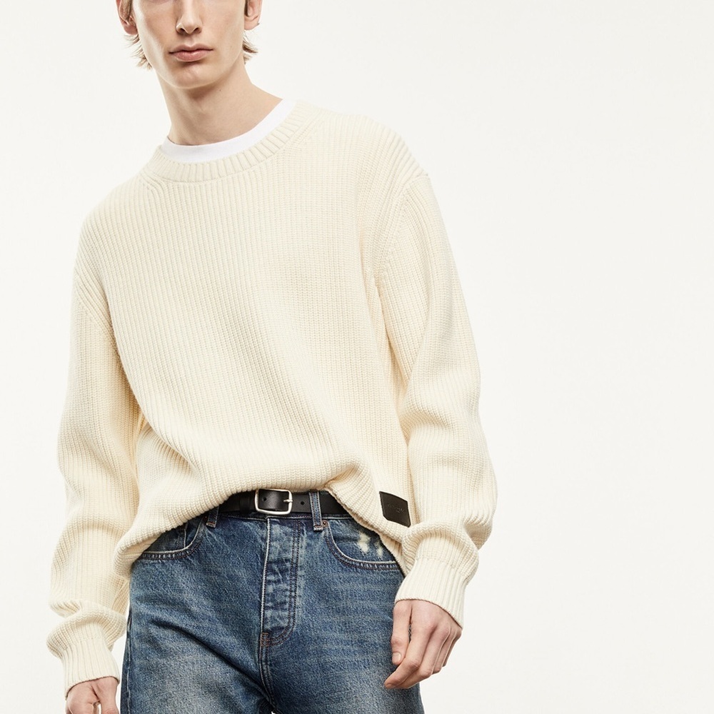 The Kooples Ecru Sweater in Cotton with Patch